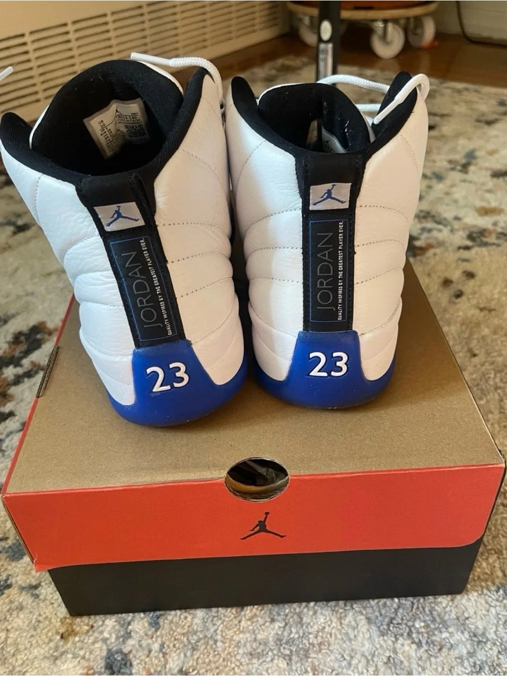 Jordan 12 white / game royal blue